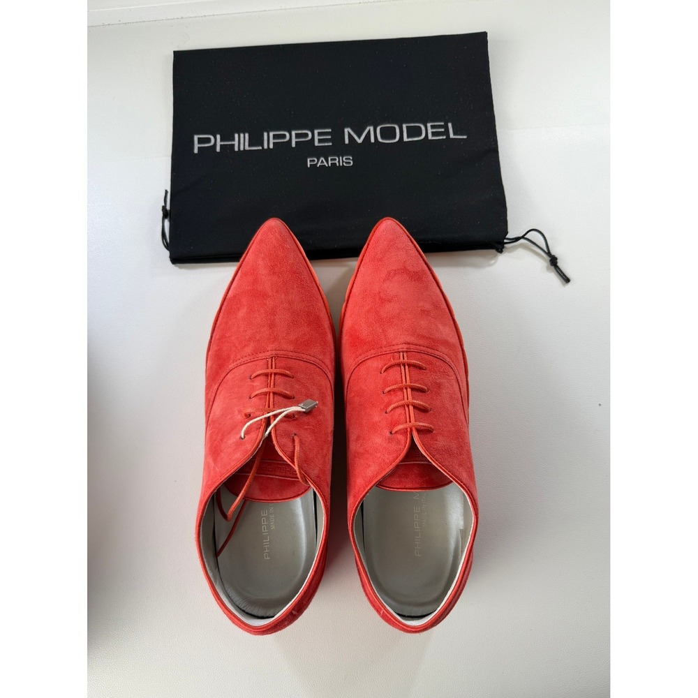 Philippe Model Paris Coral Suede Pointed‎ Toe Oxford Shoes Women Euro 37 US 6.5